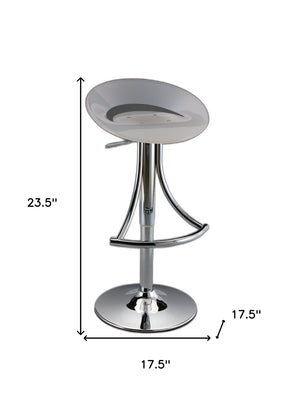 Homeroots White And Silver Acrylic And Metal Low Back Adjustable Height Bar Chair   555033