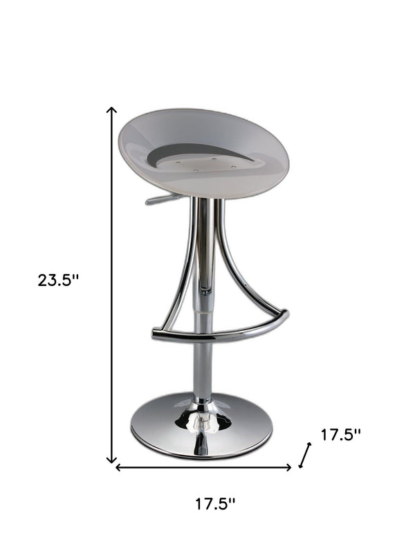 Homeroots White And Silver Acrylic And Metal Low Back Adjustable Height Bar Chair   555033