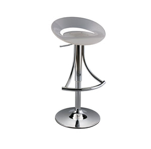 HomeRoots White Adjustable Height Bar Chair - Sleek Acrylic & Silver Metal Design for Modern Spaces & Comfort 555033