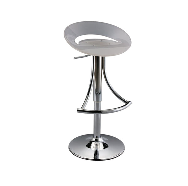 HomeRoots White Adjustable Height Bar Chair - Sleek Acrylic & Silver Metal Design for Modern Spaces & Comfort 555033