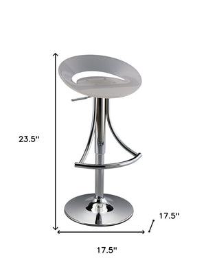 HomeRoots White Adjustable Height Bar Chair - Sleek Acrylic & Silver Metal Design for Modern Spaces & Comfort 555033