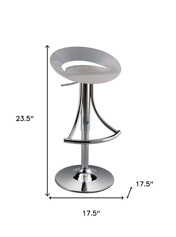 HomeRoots White Adjustable Height Bar Chair - Sleek Acrylic & Silver Metal Design for Modern Spaces & Comfort 555033