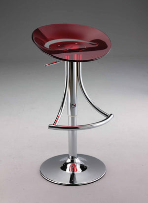Homeroots Red And Silver Acrylic And Metal Low Back Adjustable Height Bar Chair   555034