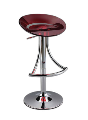 Homeroots Red And Silver Acrylic And Metal Low Back Adjustable Height Bar Chair   555034