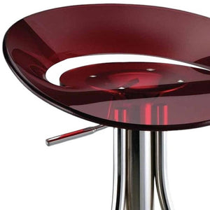 HomeRoots Red Adjustable Height Bar Chair Set – Modern Acrylic & Metal Design with Low Back for Comfort & Style 555034