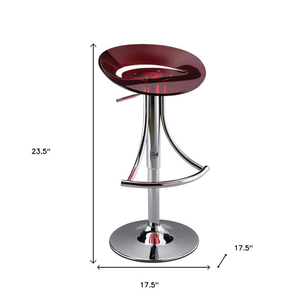 HomeRoots Red Adjustable Height Bar Chair Set – Modern Acrylic & Metal Design with Low Back for Comfort & Style 555034