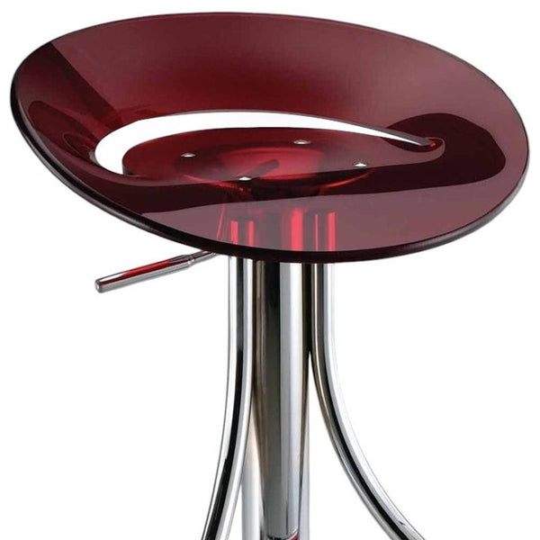 HomeRoots Red Adjustable Height Bar Chair Set – Modern Acrylic & Metal Design with Low Back for Comfort & Style 555034