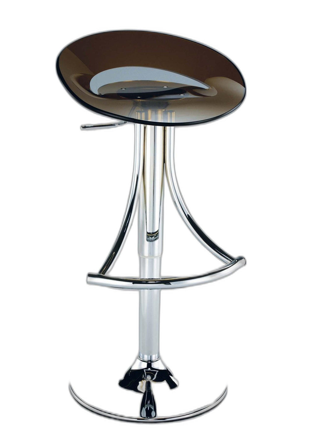 Homeroots Dark Gray And Silver Acrylic And Metal Low Back Adjustable Height Bar Chair   555035