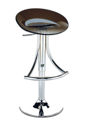 Homeroots Dark Gray And Silver Acrylic And Metal Low Back Adjustable Height Bar Chair   555035