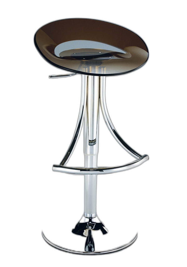 Homeroots Dark Gray And Silver Acrylic And Metal Low Back Adjustable Height Bar Chair   555035