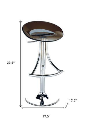 Homeroots Dark Gray And Silver Acrylic And Metal Low Back Adjustable Height Bar Chair   555035