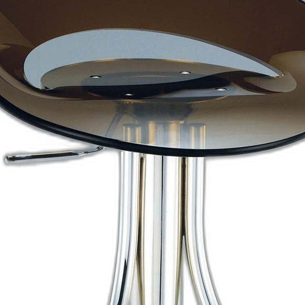 Homeroots Dark Gray And Silver Acrylic And Metal Low Back Adjustable Height Bar Chair   555035