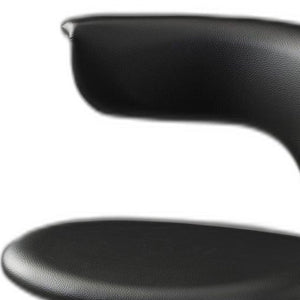 HomeRoots Set of Two Adjustable Black Faux Leather Bar Chairs with Sleek Silver Metal Frame for Modern Spaces 555036
