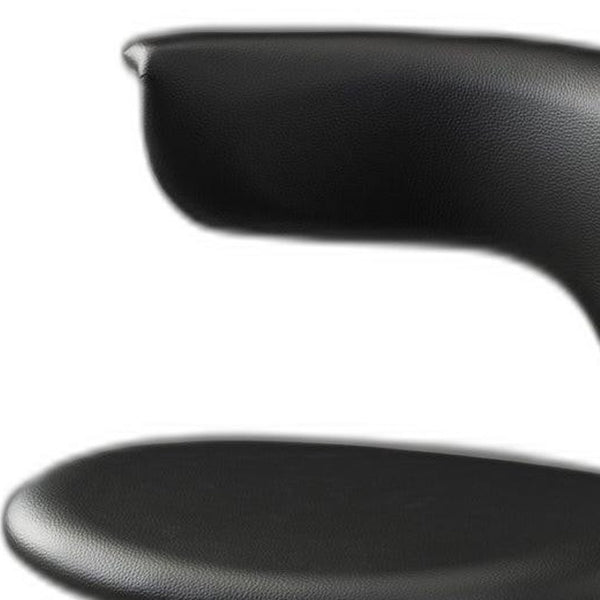 HomeRoots Set of Two Adjustable Black Faux Leather Bar Chairs with Sleek Silver Metal Frame for Modern Spaces 555036