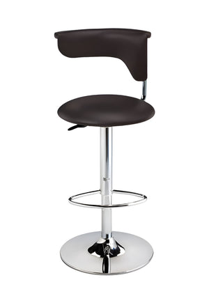 HomeRoots Dark Brown Faux Leather Bar Chair with Silver Metal Base – Adjustable Height for Comfort & Style 555038