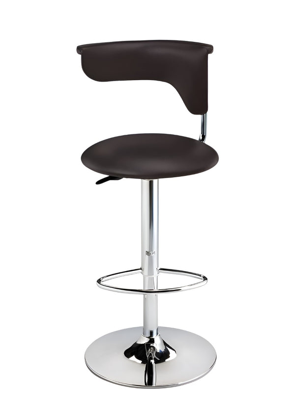 HomeRoots Dark Brown Faux Leather Bar Chair with Silver Metal Base – Adjustable Height for Comfort & Style 555038