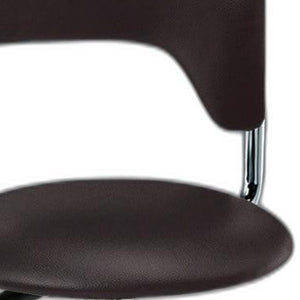 Homeroots Dark Brown And Silver Faux Leather And Metal Low Back Adjustable Height Bar Chair   555038