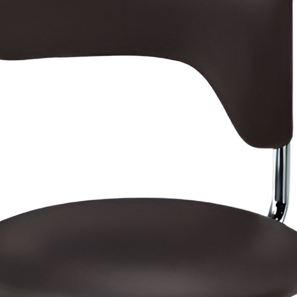 HomeRoots Dark Brown Faux Leather Bar Chair with Silver Metal Base – Adjustable Height for Comfort & Style 555038