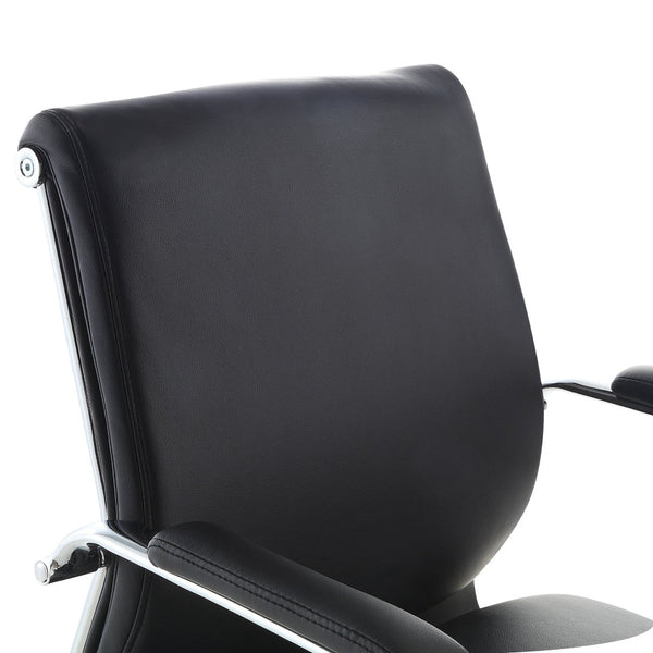 OSP Home Furnishings Mid Back Ergonomic Office Chair with Antimicrobial Fabric Chrome Arms and Lumbar Support Black 920351C-R107