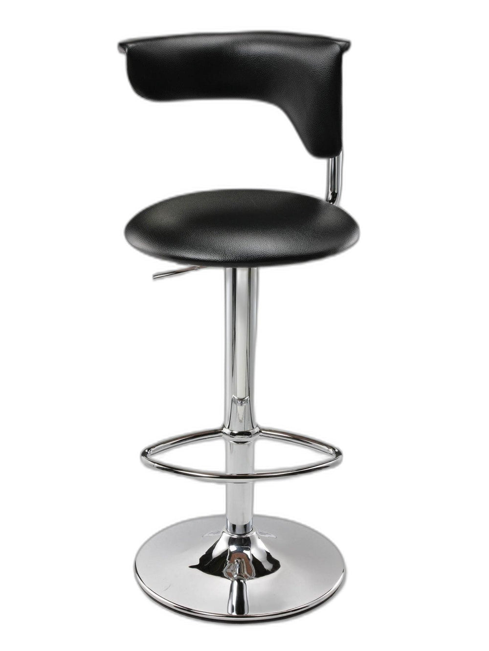 Homeroots Black And Silver Faux Leather And Metal Low Back Adjustable Height Bar Chair   555039