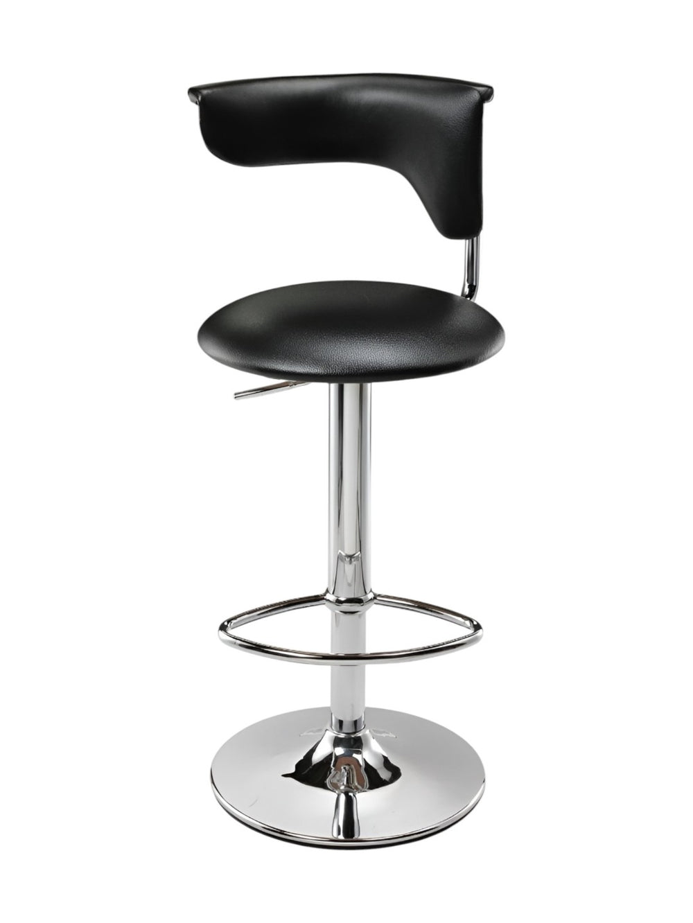 HomeRoots Black Adjustable Height Bar Chairs Set of 2 - Sleek Faux Leather & Metal Design for Modern Spaces 555039