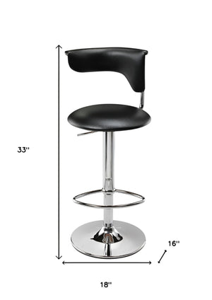 HomeRoots Black Adjustable Height Bar Chairs Set of 2 - Sleek Faux Leather & Metal Design for Modern Spaces 555039