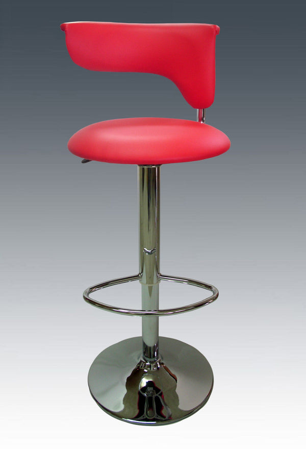 Homeroots Red And Silver Faux Leather And Metal Low Back Adjustable Height Bar Chair   555040