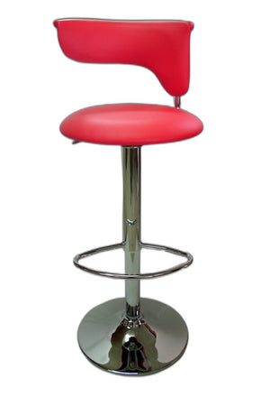 Homeroots Red And Silver Faux Leather And Metal Low Back Adjustable Height Bar Chair   555040