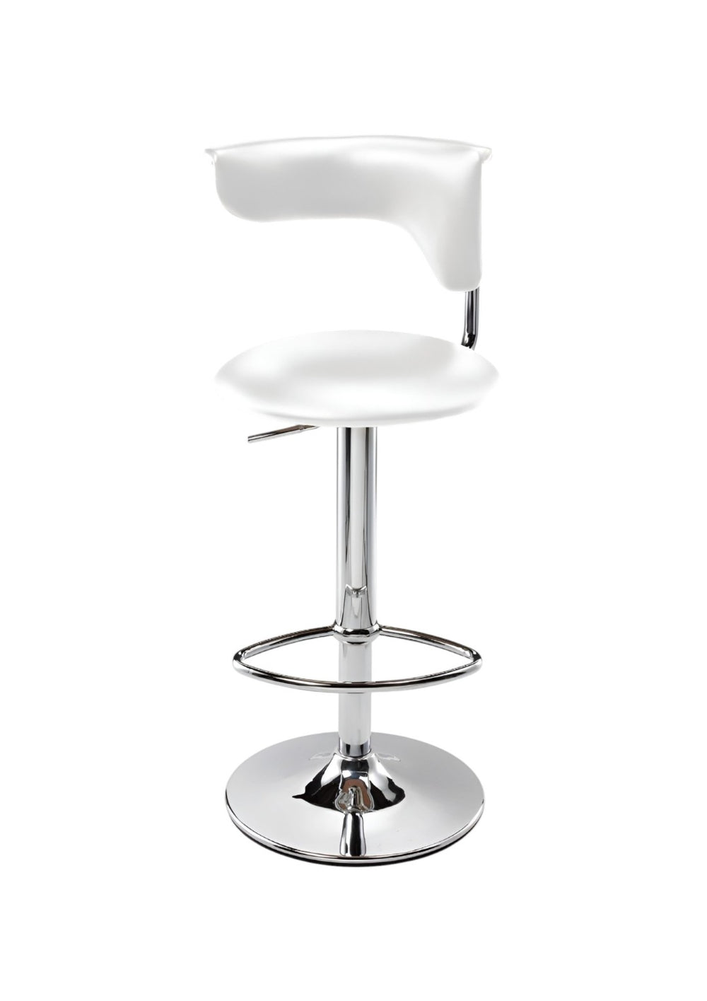 HomeRoots White Adjustable Height Bar Chair with Silver Metal Base | Modern Faux Leather Seating Solution 555041