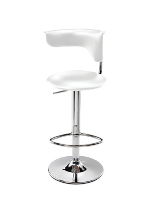 HomeRoots White Adjustable Height Bar Chair with Silver Metal Base | Modern Faux Leather Seating Solution 555041