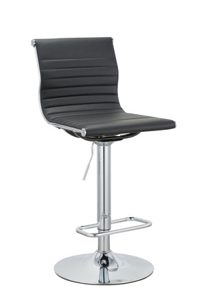 Homeroots Set Of Two Black And Silver Faux Leather And Metal Low Back Adjustable Height Bar Chairs   555042