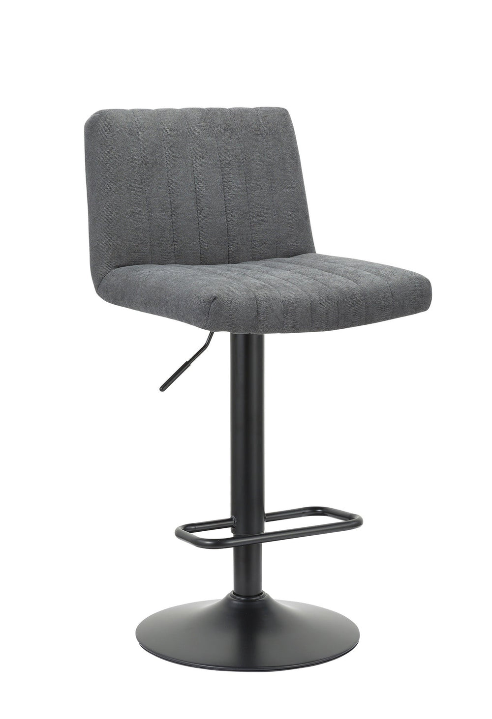 Homeroots Set Of Two Gray And Black Fabric And Metal Low Back Adjustable Height Bar Chairs   555044