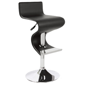 Homeroots Black And Silver Faux Leather And Metal Low Back Adjustable Height Bar Chair   555045