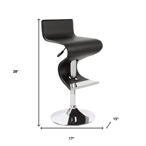 Homeroots Black And Silver Faux Leather And Metal Low Back Adjustable Height Bar Chair   555045