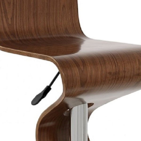 HomeRoots Brown Adjustable Height Bar Chair with Solid Wood Seat & Metal Frame – Modern Comfort & Style! 555047