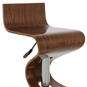 Homeroots Brown And Silver Faux Leather And Metal Low Back Adjustable Height Bar Chair   555047