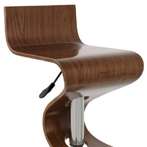 HomeRoots Brown Adjustable Height Bar Chair with Solid Wood Seat & Metal Frame – Modern Comfort & Style! 555047