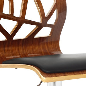 HomeRoots Black Faux Leather and Wood Low Back Bar Chair - Adjustable Height for Stylish Kitchen Seating 555048
