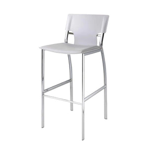 HomeRoots Set of Two Modern White Faux Leather Counter Height Bar Chairs with Silver Metal Base 555052