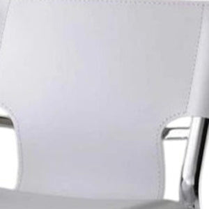 HomeRoots Set of Two Modern White Faux Leather Counter Height Bar Chairs with Silver Metal Base 555052