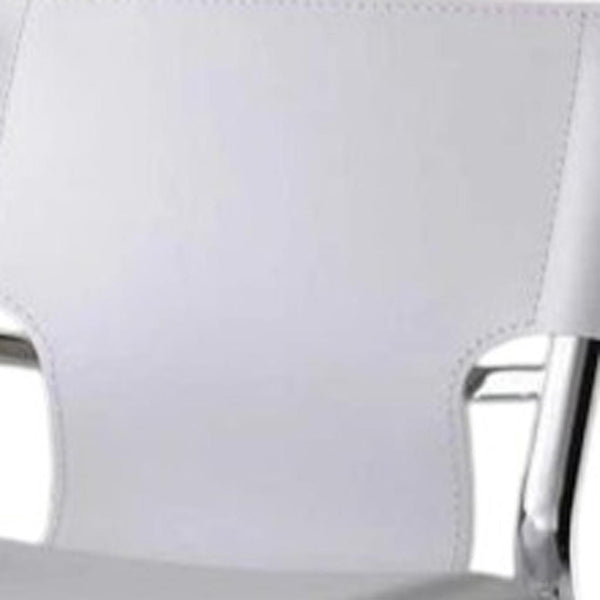 HomeRoots Set of Two Modern White Faux Leather Counter Height Bar Chairs with Silver Metal Base 555052
