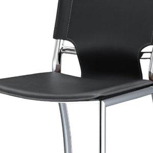 HomeRoots Set of Two 29" Gray Faux Leather Bar Chairs with Silver Metal Frame for Modern Kitchen & Home Bars 555054