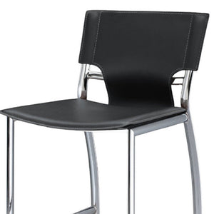 HomeRoots Set of Two 29" Gray Faux Leather Bar Chairs with Silver Metal Frame for Modern Kitchen & Home Bars 555054