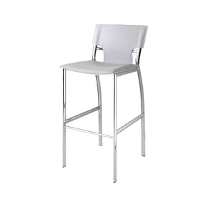 HomeRoots Set of Two Modern 29" White Faux Leather Bar Stools with Silver Metal Frame, Stylish Comfort 555056