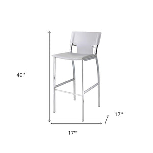 HomeRoots Set of Two Modern 29" White Faux Leather Bar Stools with Silver Metal Frame, Stylish Comfort 555056