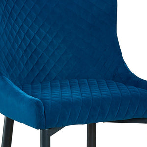 Homeroots Set Of Two 26" Blue And Black Velvet And Metal Low Back Counter Height Bar Chairs   555057