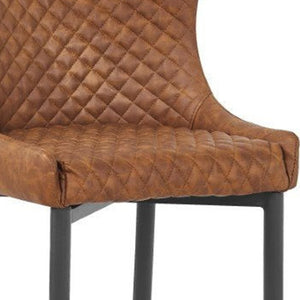 HomeRoots Set of Two 26" Orange Faux Leather and Black Metal Counter-Height Bar Chairs for Modern Comfort 555058