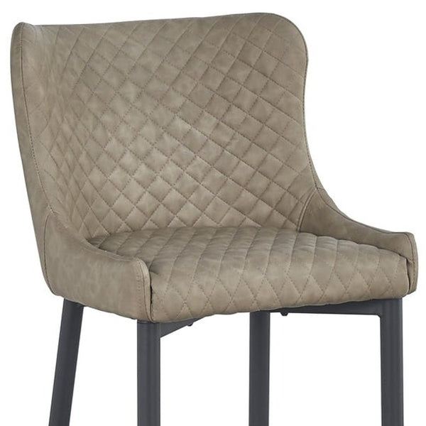 Homeroots Set Of Two 26" Gray And Black Faux Leather And Metal Low Back Counter Height Bar Chairs   555060