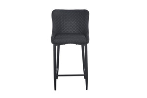 Homeroots Set Of Two 30" Gray And Black Faux Leather And Metal Low Back Bar Height Bar Chairs   555062