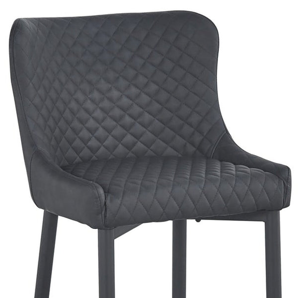 Homeroots Set Of Two 30" Gray And Black Faux Leather And Metal Low Back Bar Height Bar Chairs   555062